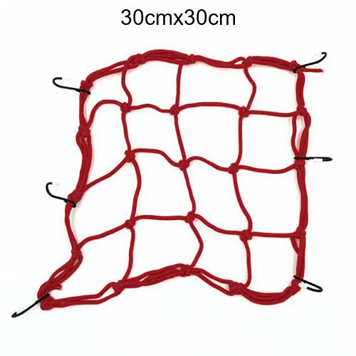 Сверхмощный мотоциклетный шлем груз чистого отправления багаж сетка-банджи w/6 крючков для мотоциклов квадроциклы Расширяемый держатель для хранения крючки - Цвет: Red30cmx30cm