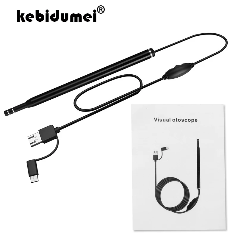 

kebidumei 3in1 Ear Cleaning Endoscope HD Visual Earpick Ear Spoon Mini Camera Ear Cleaner Health Care Tool for Android Type C PC