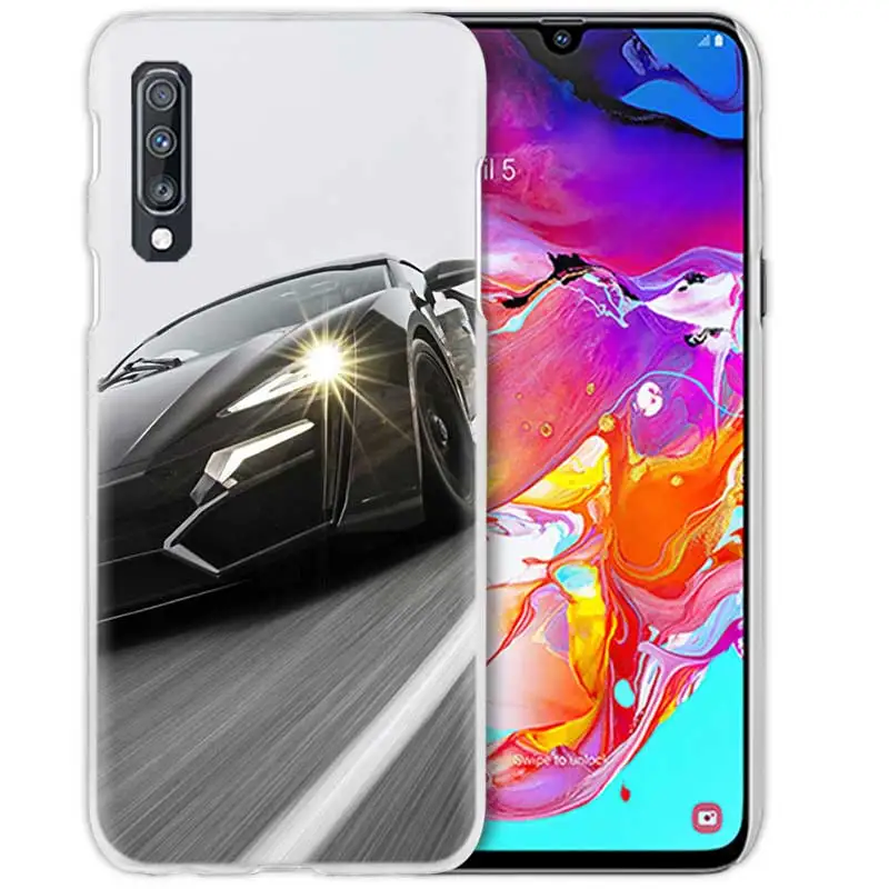 Спортивный супер автомобильный чехол для samsung Galaxy A50 A70 A20e A40 A30 A20 A10 A8 A6 Plus A9 A7 жесткий прозрачный чехол для телефона из поликарбоната