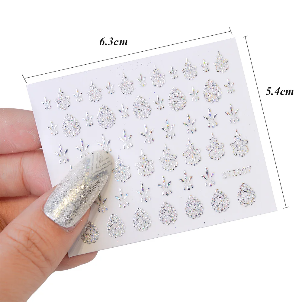 24 листа треугольник/цветок Радуга 3D наклейки для ногтей смешанный дизайн металлический лазер наклейки для ногтей наклейки для маникюра Декор LASTZ001-024