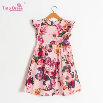 

Flower Girl Dress Printed Cotton Sleeveless Party Pageant Summer Dress Kids Girls Cute Soft Cotton Clothes Baby Girl Dress 2019