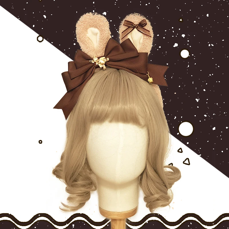 Японский Kawaii Винтаж кроличьи уши KC головные уборы лук медведь обруч косплэй волос Группа Лолита ручной аксессуары для волос