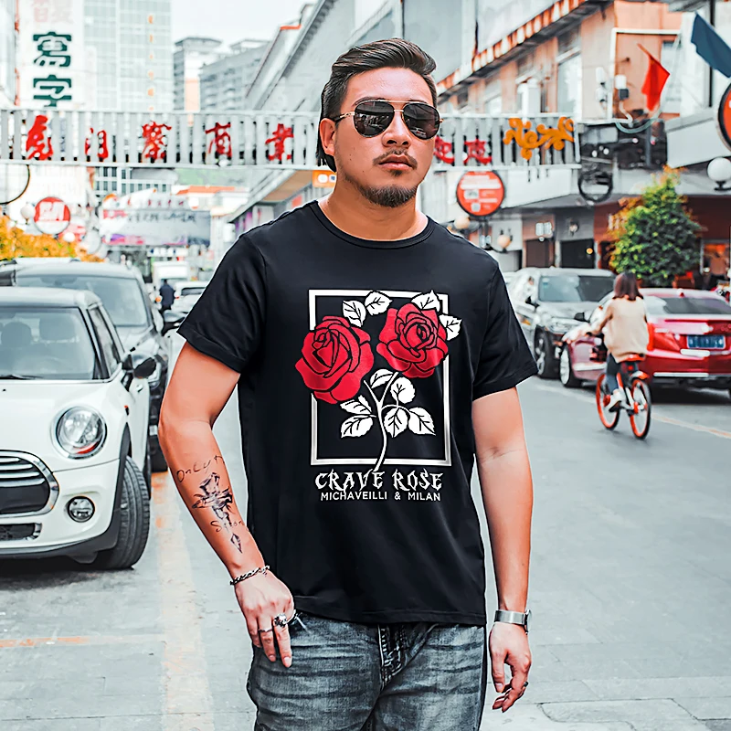 2018 Plus size 8XL round neck mens clothing Casual TOPS printing short sleeved T-shirts relaxed fit