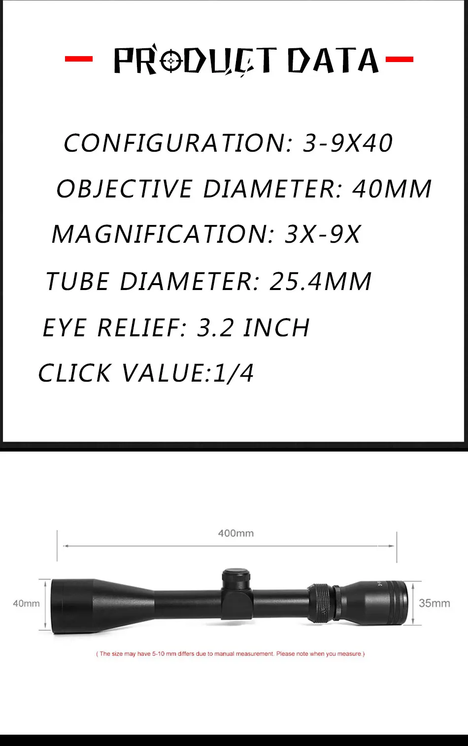 DREAMY 3-9X40 охотничий прицел пневматической винтовки проволока дальномер Сетка арбалет или охотничий прицел тактический оптический прицел оптические прицелы