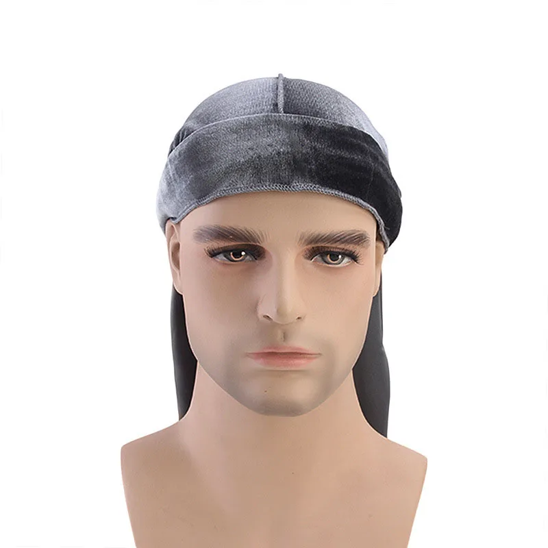 

NEW HOT Unisex Men Women Breathable Bandana Hat velvet Durag long tail headwrap chemo cap Biker Pirate Hair Accessories