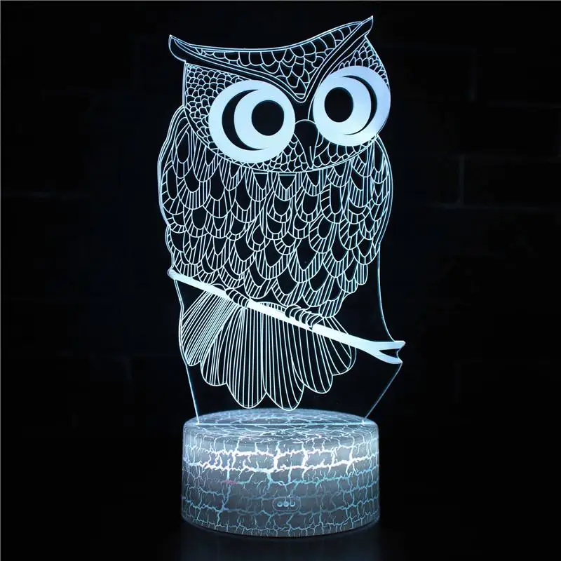 

AKDSteel Cute Cartoon 3D LED Owl Night Lamp Touch Switch Remote Control Bed Light Home Office Desk Decoration Gift
