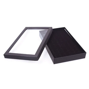 

36 Slots Jewellery Box Ring Storage Earrings Display Box Jewelry Organizer Holder Transparent Window Show Case