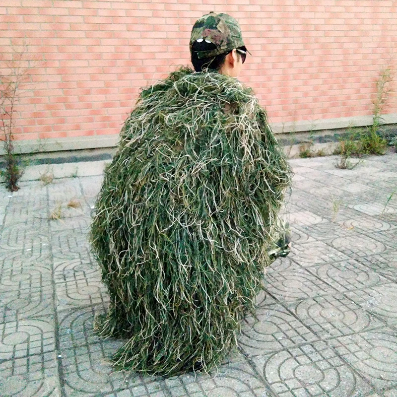 

Jungle Camouflage Net Ghillie Suit Hat Handmade Knitting 80x90cm for Hunting Birding Watching Photograph