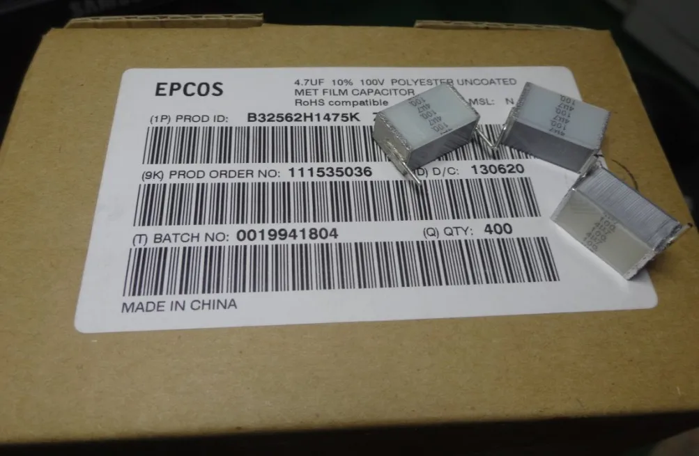 

2019 hot sale 20PCS/50PCS EPCOS 4.7uf/100v (4u7f 475) 15MM Melaleuca Cake Capacitance B32562H1475K free shipping
