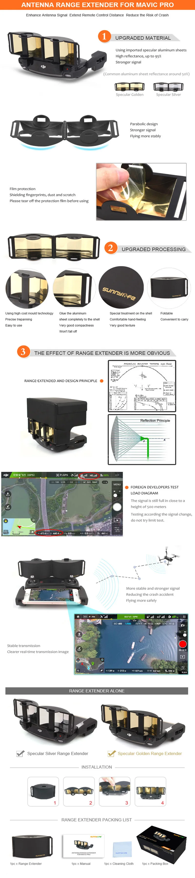 Mavic 2 PRO параболическая антенна для увеличения диапазона сигнала Mavic Air Booster Mavic Pro Аксессуары для DJI Spark Mavic Mini контроллер