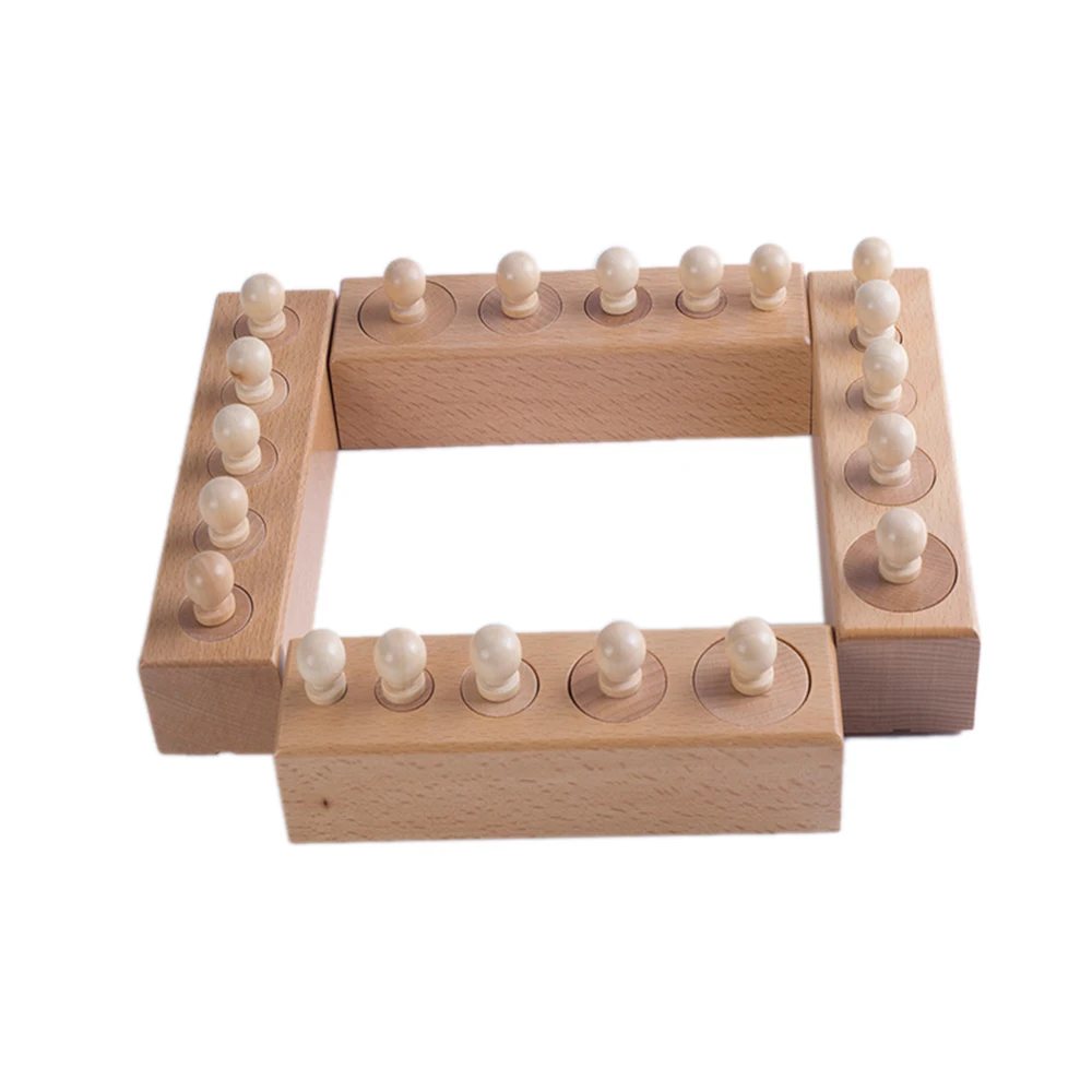 2018 New Puzzle Montessori Wooden Cylinder Socket Toys Baby Early Education Math Toy Knobbed Cylinder