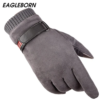 EAGLEBORN мужские перчатки полный палец смартфон зимние перчатки сенсорный экран кашемировые перчатки варежки ветрозащитные холодную погоду - Цвет: Grey