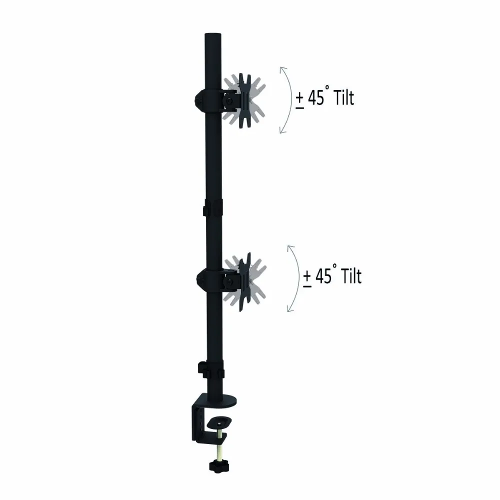  Suptek Dual LCD LED Monitor Stand Desk Mount Bracket Heavy Duty Stacked Holds Vertical 2 Screens up - 32805138642