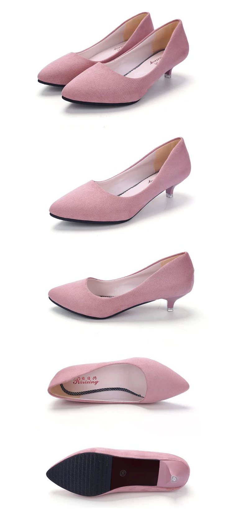 Повседневная обувь на низком каблуке Женская обувь из флока с острым носком без шнуровки женские офисные туфли-лодочки весна-осень zapatos de mujer WSH3177