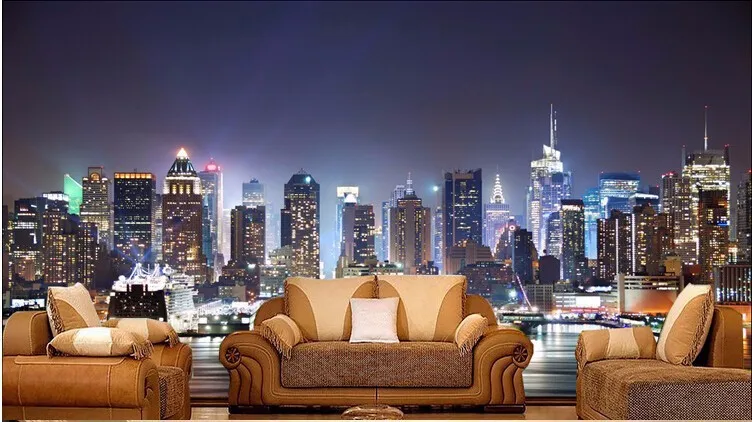 Beibehang papel де parede Манхэттен 3d papel де паэде, Нью-Йорк Большой Настенные обои ночной фон пейзаж ТВ диван