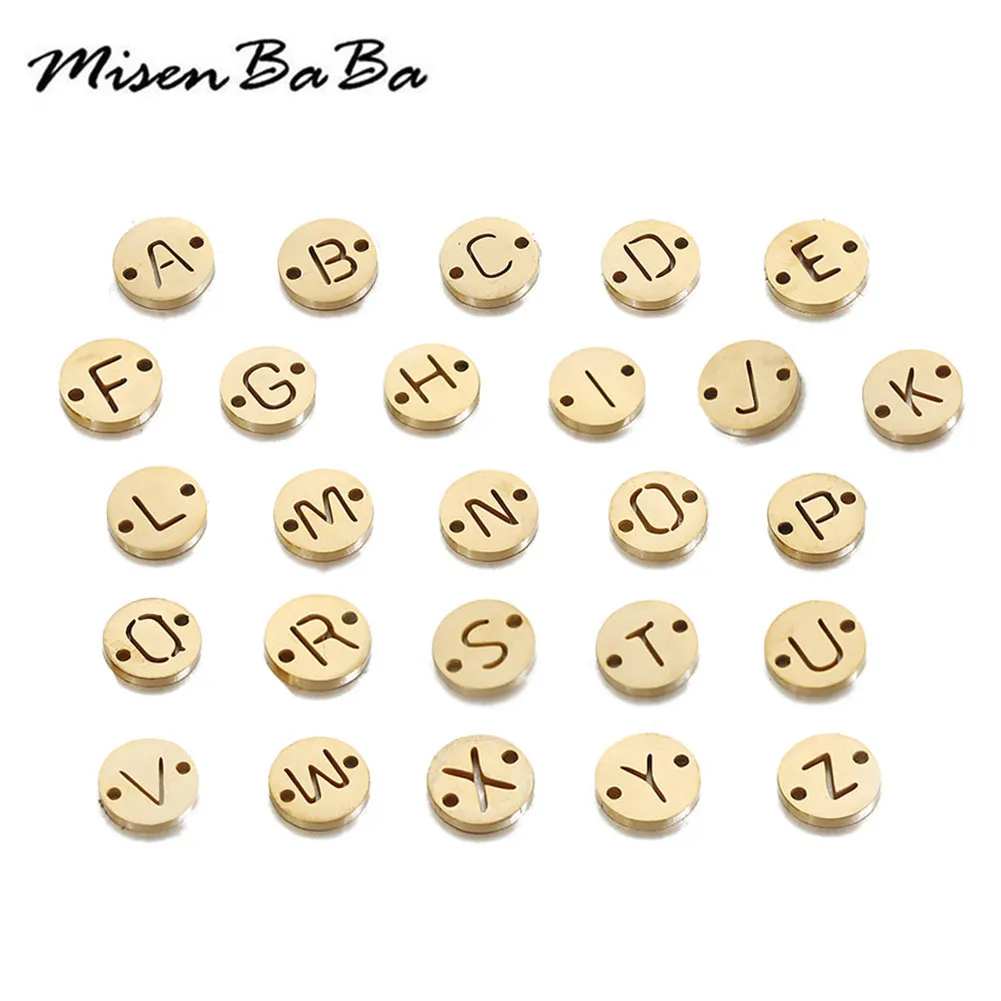 

20PCS/lot Double Hole Initial Letter Charms Assorted Alphabet Disc A-Z Charms fit Diy Necklace Bracelet Pendants Jewelry Makings