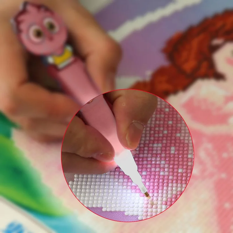 Светящаяся мультяшная буровая ручка Алмазная поделка картина из страз Вышивка крестом(сова) розовый 1 дрель