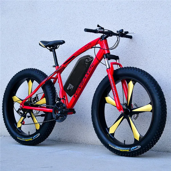 26 дюймов Снежный горный электрический велосипед 48 В литиевая батарея 1000 Вт Мотор fat ebike 4,0 шины высокоскоростной бесщеточный Электрический велосипед - Цвет: Red