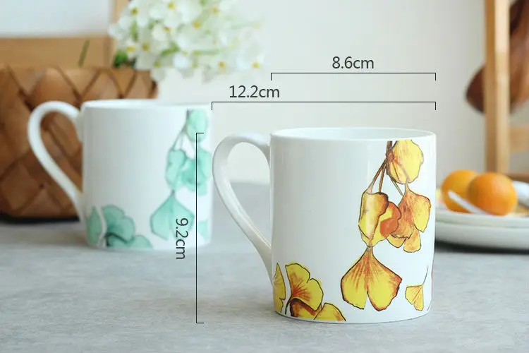 Set of 2 400ml Bone China Ceramic Mugs  Cups Large Capacity Porcelain Couple Mugs Premium Drinkware Stoneware Fancy Gifts (6)