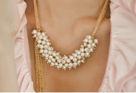 

2013 New Arrival Hot Selling Fashion Multi-layer Simulated Pearl Embedded Golden Necklace N47