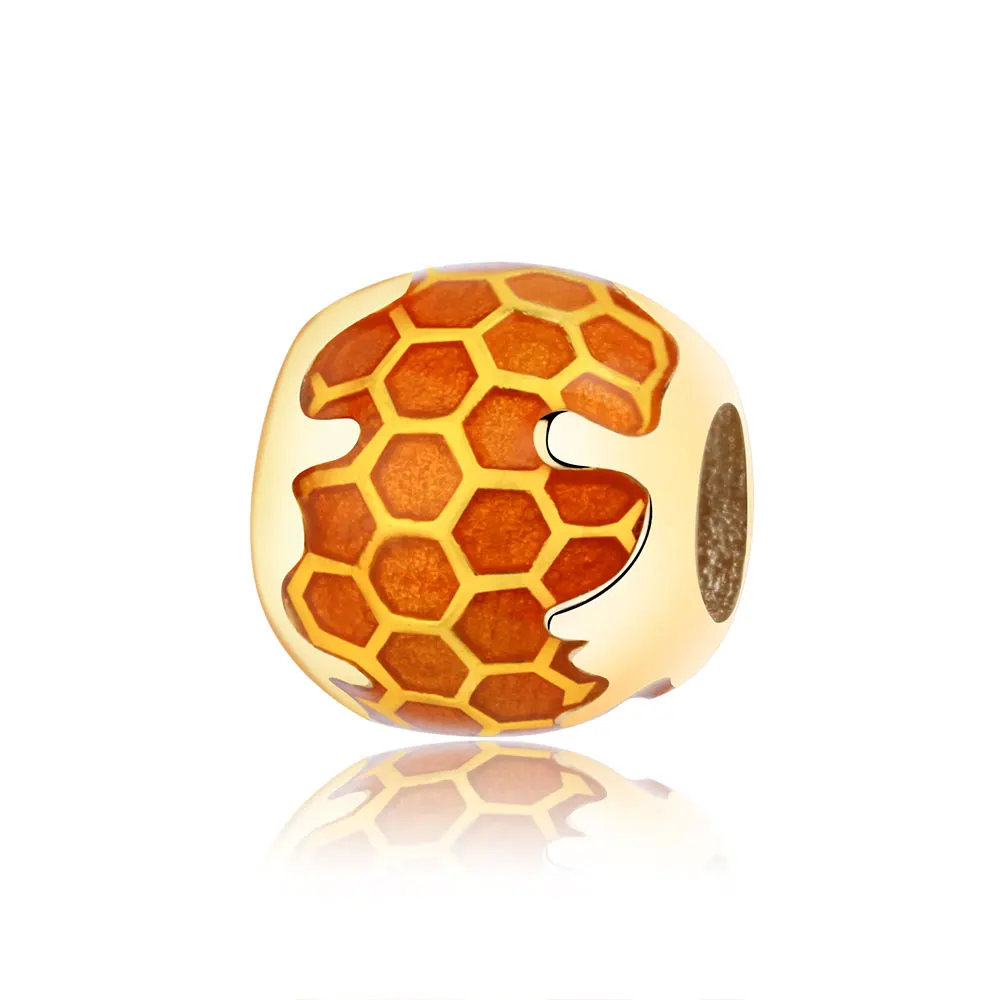 

Fit Original Pandora Charm Bracelet Authentic 925 sterling silver Golden Honey Charm Bead 2018 Spring Series DIY Jewelry Making
