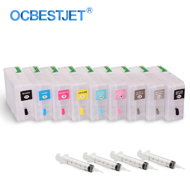9Colors/Set T8501 T8501 T8509 Empty Refillable Ink Cartridge With Reset Chip For Epson SureColor