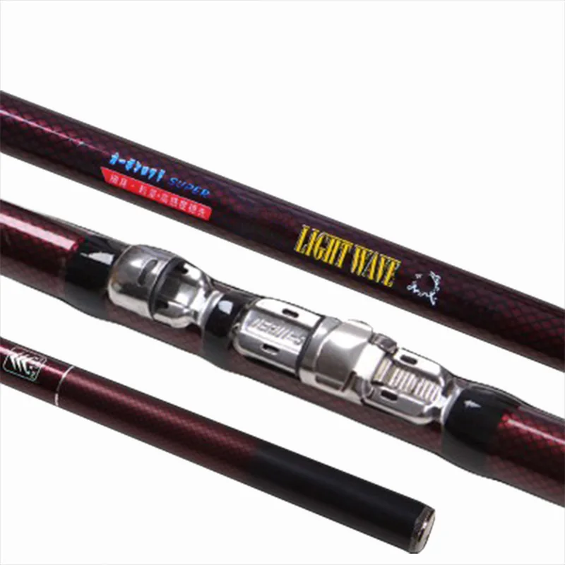 Dark red Telescopic Rock Fishing Rod 2.7 6.3m Superhard Spinning