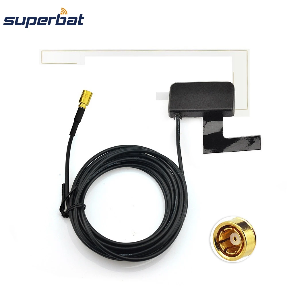 

Superbat Car Window Glass Mount DAB Digital Car Radio Aerial Antenna SMB Male Plug Straight Connector 3M Cable