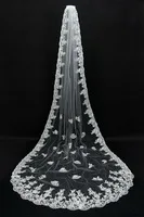 One Layer veu de noiva longo 2015 Lace Edge Flowers Long Veil With Comb Bridal Veils Wedding Accessories Free shipping CPA066