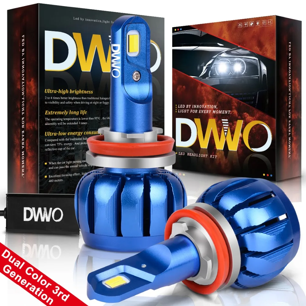 

H11 LED Car Headlight Bulb Hi-Lo Beam Auto Headlamp Led Headlights for BMW/Audi/VW/Ford/Toyota/Honda 6000K and 3000k dual color