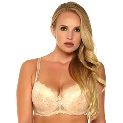 Women's Underwear Very Big Size Underwire 3/4 Cup Push Up Sexy Lace Bra Back Closure Bralette D DD DDD E F FF G 30-46 NO7609