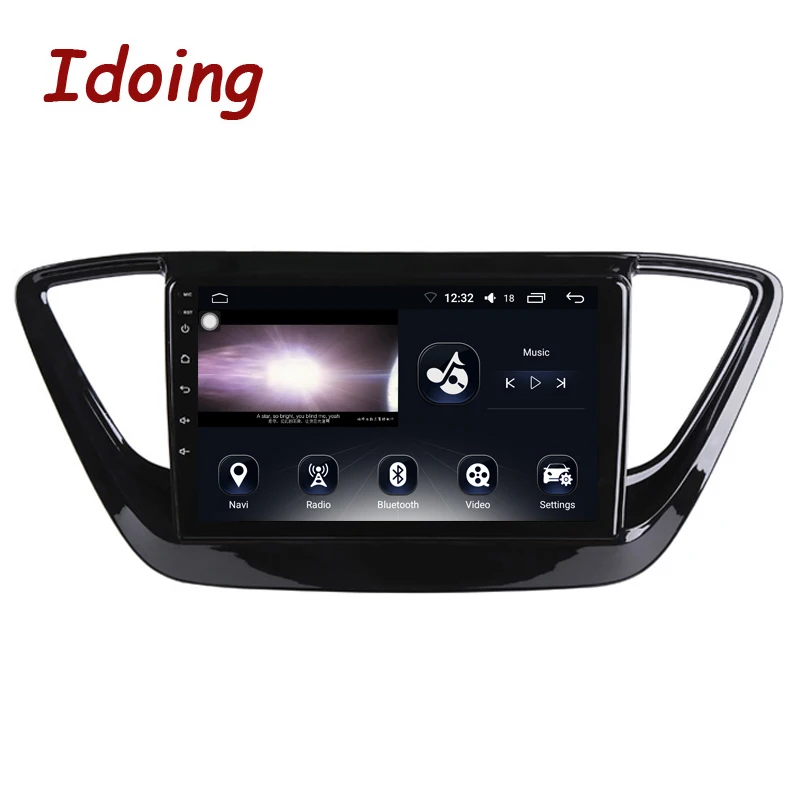 Sale Idoing 9"1Din Car Android 8.0 Radio Vedio Multimedia Player 4G+64G Octa Core For Hyundai Verna 2016 GPS Navigation and Glonass 2