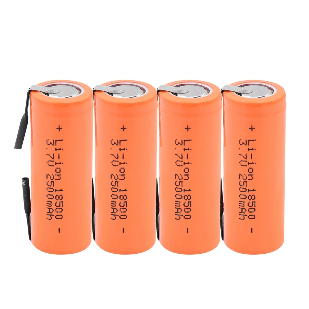 Перезаряжаемая 18500 литиевая батарея 3,7 V 2500mAh перезаряжаемые батареи Сварка никелевый лист Bateria со сварочными вкладками - Цвет: 4 PCS
