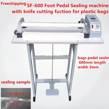 

Free shipping SF-600 Pedal sealing machine for plastic bag with the knife cutting function , Pedal Impulse Plastic bag Sealer
