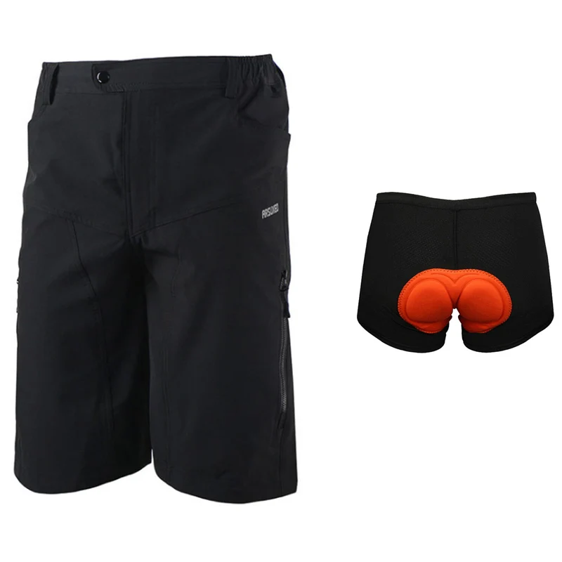Одежда для велоспорта горные MTB шорты Мужская спортивная одежда для гор велосипедные шорты Джерси с нижним бельем - Цвет: Black With Pad
