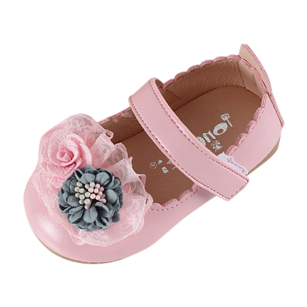Детская обувь; повседневные модные сандалии для девочек; сезон весна-лето; элегантная обувь с цветочным узором; босоножки на застежке-липучке; обувь принцессы - Цвет: Pink