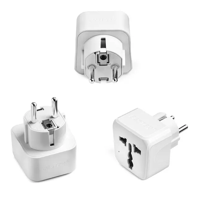 3pcs/Pack Universal 2 Pin To EU EURO France Germany Greece Travel AC