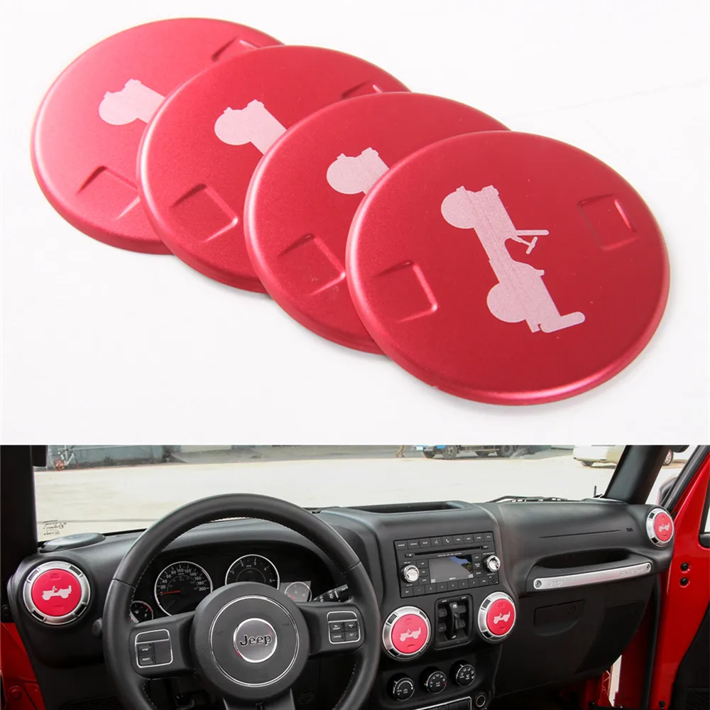 

4Pcs Willys Style Red Blue Car Air Condition Outlet Vent Cover Trim for Jeep Wrangler JK JKU 2011-2016 Aluminum Alloy