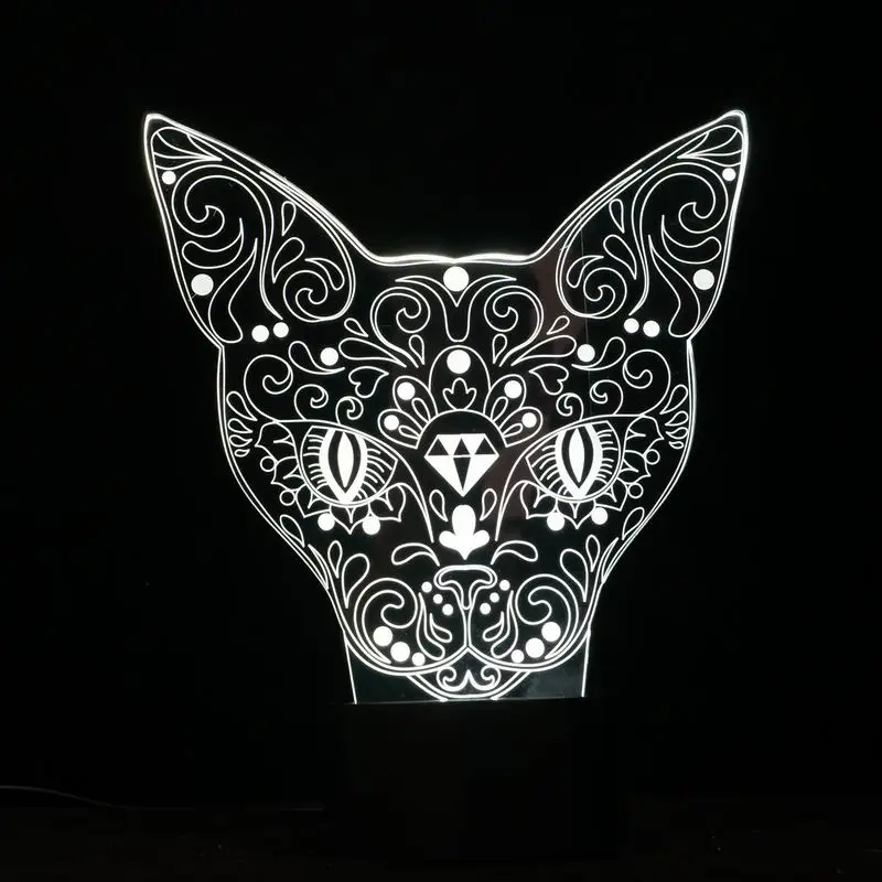 Elegant 3D little Cat Shape Nightlights Sensor Switch Botton Desk