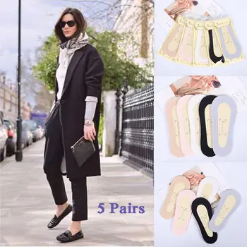 

2018 Brand New Solid Sock Slippers Lady Girl Cotton Invisible Ballerina Footsie Secret Hidden Sock 5 Colors