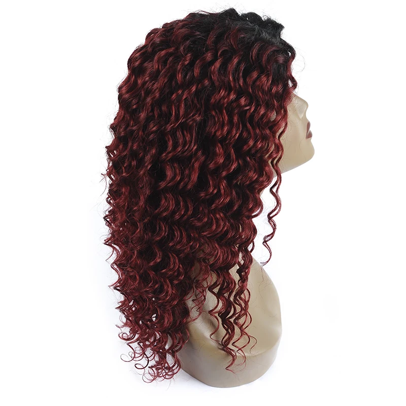 Remyblue 4*4 парик с закрытием шнурка глубокая волна человеческие волосы парик шнурка средняя часть Омбре 1B/99J/красный бордовый бразильский Remy человеческие волосы парики