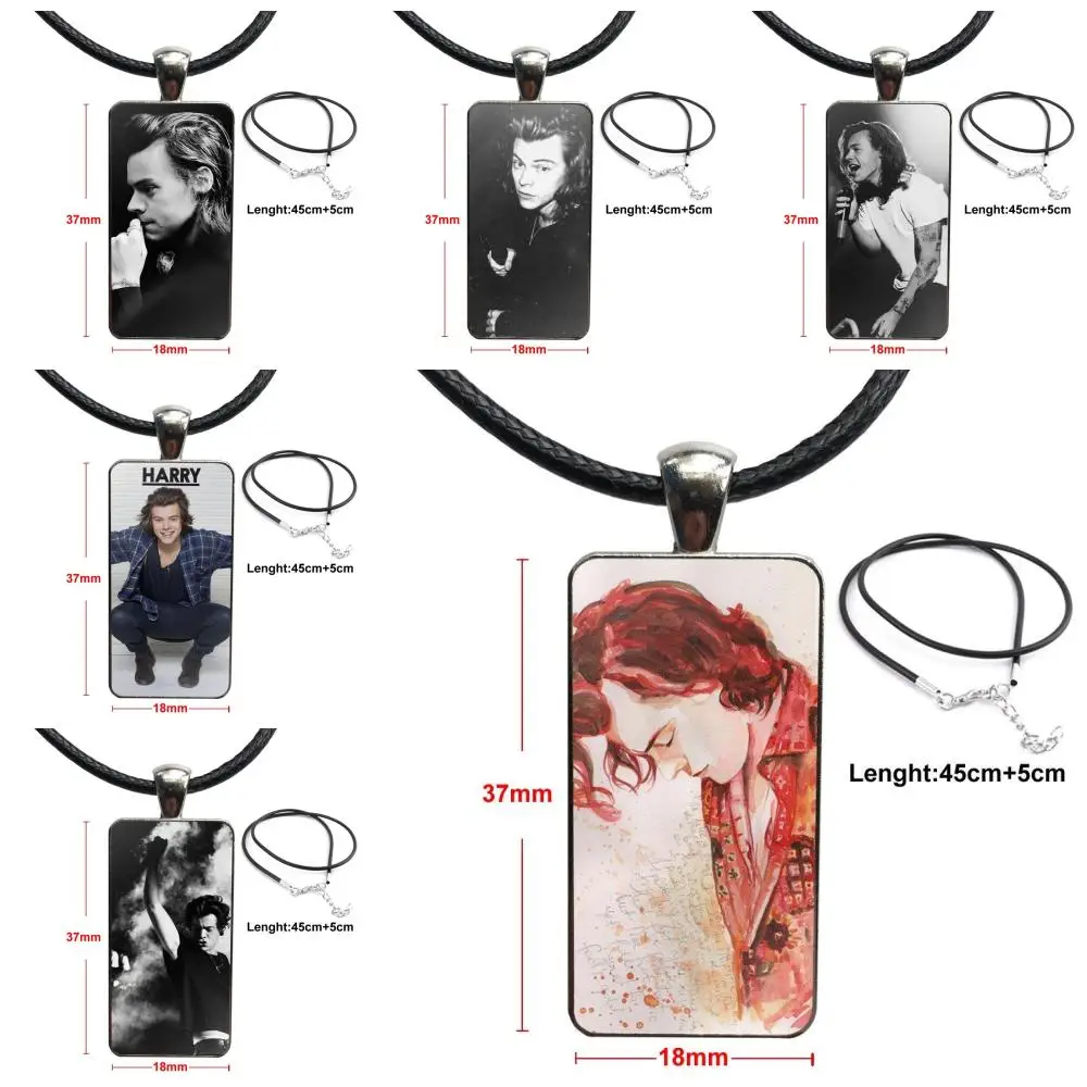 

Harry Styles 1d One Direction For Women Girls Handmade Glass Pendant Necklace Handmade Half Pendant Rectangle Necklace