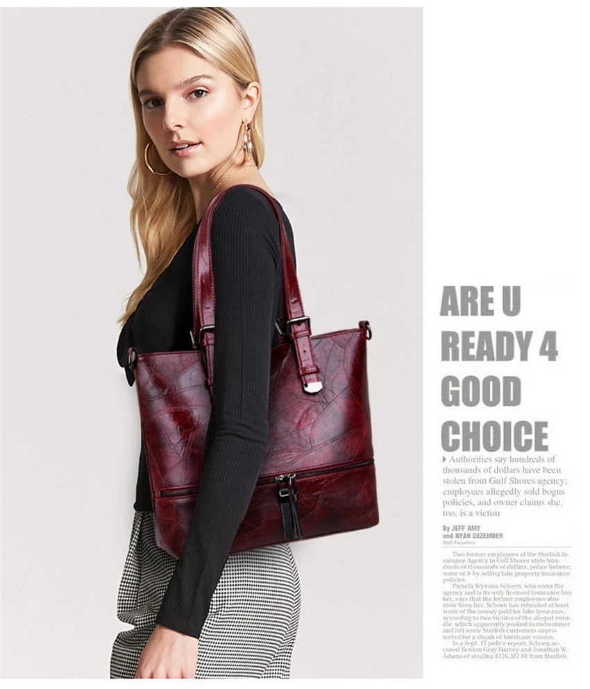 Новинка, женская сумка, кожаная, роскошная, женская сумка через плечо, дизайнерская, Ретро стиль, женская сумка-мессенджер, высокое качество, большая сумка-тоут