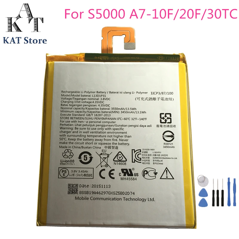 

Original Tablet Battery For Lenovo Pad A3500 S5000-F/H tab 2 A7-10F/20F/30TC/60HC Batteries L13D1P31 Rechargeable Accumulator