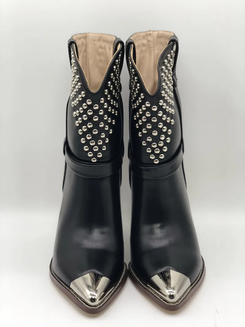 Mcacchi/модные ботинки в байкерском стиле; ботинки на резиновой подошве с каблуком-столбиком; женская обувь из натуральной кожи без шнуровки с заклепками и кисточками