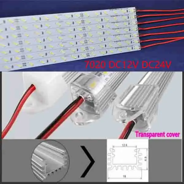 50 шт. dc12v dc24v LED бар 7020 LED Жесткий полосы света 100 см 50 см U Алюминий Сплава слот витрина магазина Ювелирный дом автомобиля