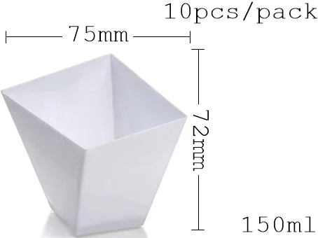 Продвижение-вечерние свадебные принадлежности, одноразовая пластиковая посуда, 45*45 мм/50 мл прозрачная мини квадратная чашка для десертов, 10/упаковка - Цвет: Флуоресцентный желтый