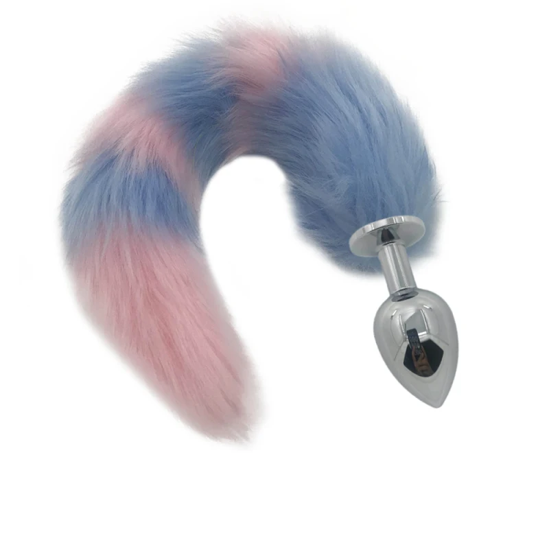 Metal Anal Plug Light Blue Pink FoxTail Anus Dilator Insert Butt Bead Stopper Sex Toys H8-228B | Красота и здоровье