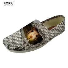 Forudesigns, милое животное хомяк Для женщин 3D принт повседневные Лоферы Туфли без каблуков модная парусиновая обувь Дамская обувь женская обувь без шнуровки, обувь без шнуровки