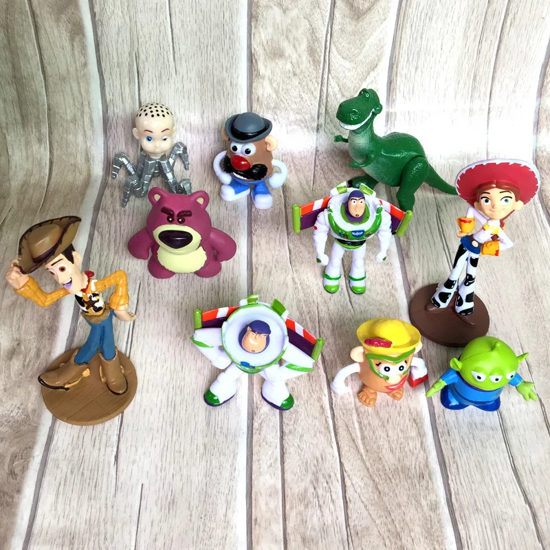 

10pcs/lot Toy Story Figure Toy Woody Buzz Lightyear Jessie Rex Lotso Mr Potato Head Little Green Men Spider Baby Toys